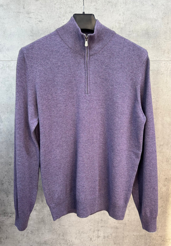 Багряна кашемірова 1/3 zip кофта Brunello Cucinelli
