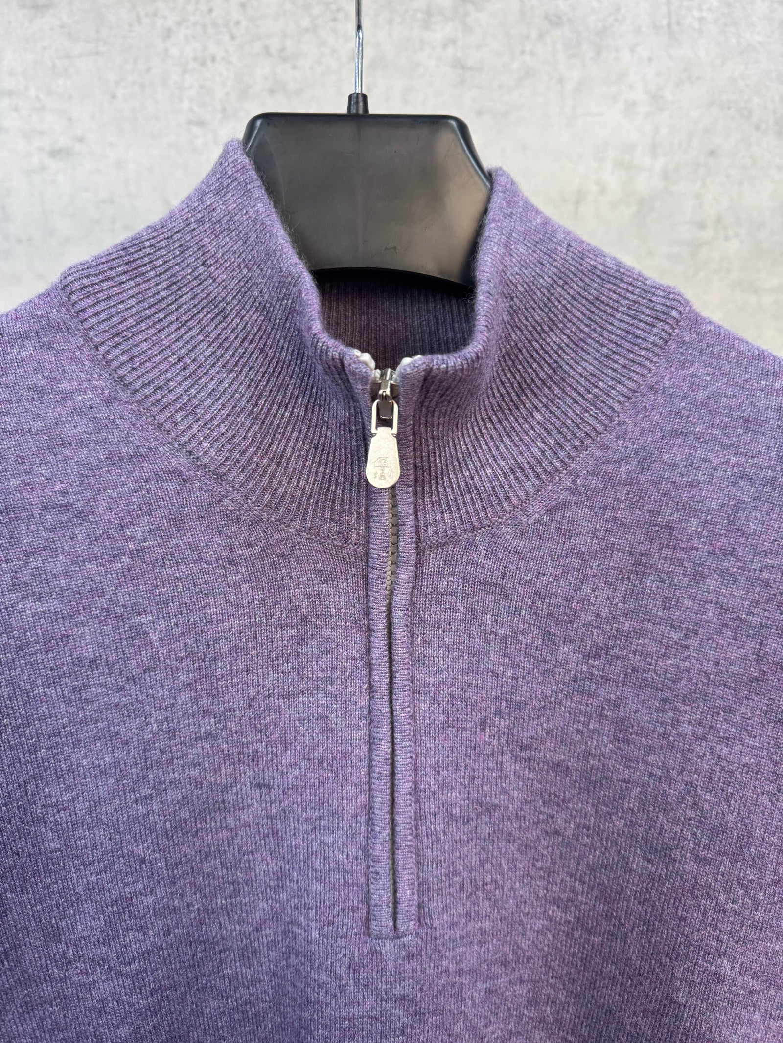 Багряна кашемірова 1/3 zip кофта Brunello Cucinelli