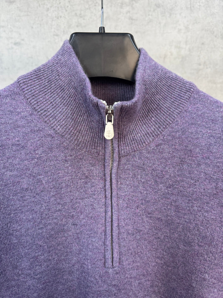 Багряна кашемірова 1/3 zip кофта Brunello Cucinelli