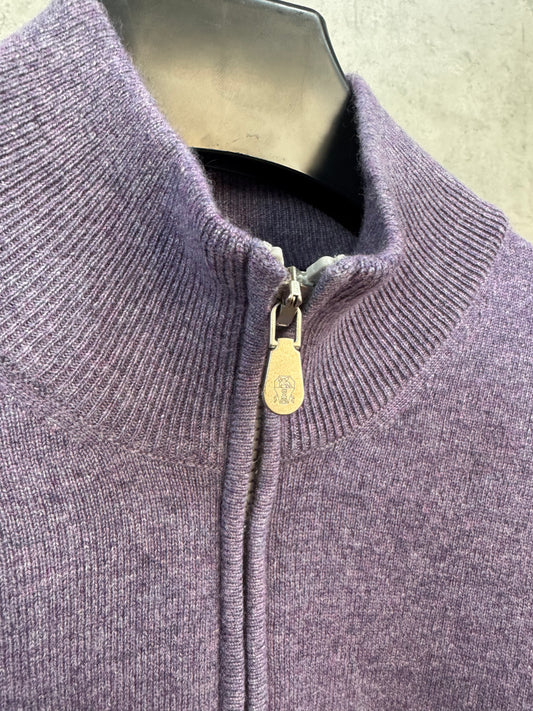 Багряна кашемірова 1/3 zip кофта Brunello Cucinelli